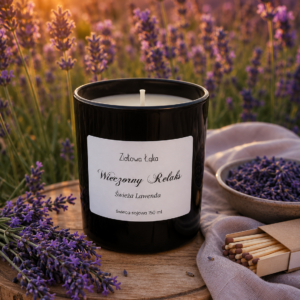 Świeca sojowa lawendowa „Wieczorny Relaks” – naturalna świeca zapachowa 150 ml